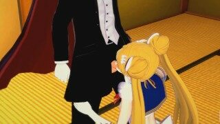 (3D Hentai)(Sailor Moon) Jerking off Tuxedo Mask