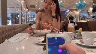 My friend make me orgasm in public cafe by using remote control toy – LUST2