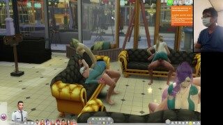 The Sims 4: Passionate sex on the couch for 8 people