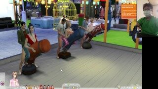 The Sims 4:6 people on the boxing sandbag crazy sex